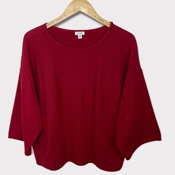 J Jill Cashmere Sweater Red Bell Sleeve Kimono Pullover Top Size XS Knit Minimal - Picture 2 of 12